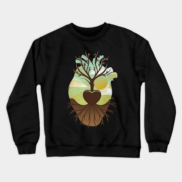 Natural Heart Vintage Design Crewneck Sweatshirt by Alundrart